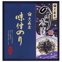 ●ハコ約23.5×25×5cm・重量=約330g●大森屋味付のり(8切8枚×2袋)・大森屋のり茶漬(5.4g×4袋)×各1【小麦・えび】
