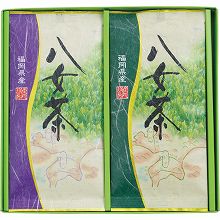 ●ハコ約22.3×22.2×2.5cm・重量=約190g●八女茶50g×2