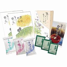 ●ハコ約15×23×4.8cm・重量=約195g●焼海苔(全形5枚)×2・味付海苔(塩・梅・わさび)各(6切6枚)×各1・かごめ昆布お吸い物6g×3【小麦・えび・かに】