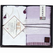 ●現品約34×80cm・ハコ約30.5×24.5×5p・重量=約310g●綿100%●フェイスタオル2枚●日本製