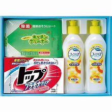 ●ハコ約28.5×20.5×5.5cm・重量=約1.2kg●ライオントップ300g・キッチンクリーナー20枚入×各1・ファンシア食器洗剤250ml×2●日本製