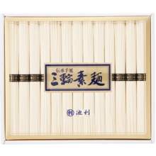 ●ハコ約30.1×21.4×3.5cm・重量=約1kg●三輪素麺50g×13束●木箱入【小麦】