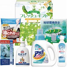 ●ハコ約22.5×9.5×24.5cm・重量=約1.8kg●花王アタックバイオジェル900g・キッチンクリーン250ml・薬用ハンドソープ250ml・油吸収材2個入・ケナフ入水切り袋(排水口用)5枚入・メッシュクリーナー×各1※薬用ハンドソープ=医薬部外品●日本製、メッシュクリーナー=中国製